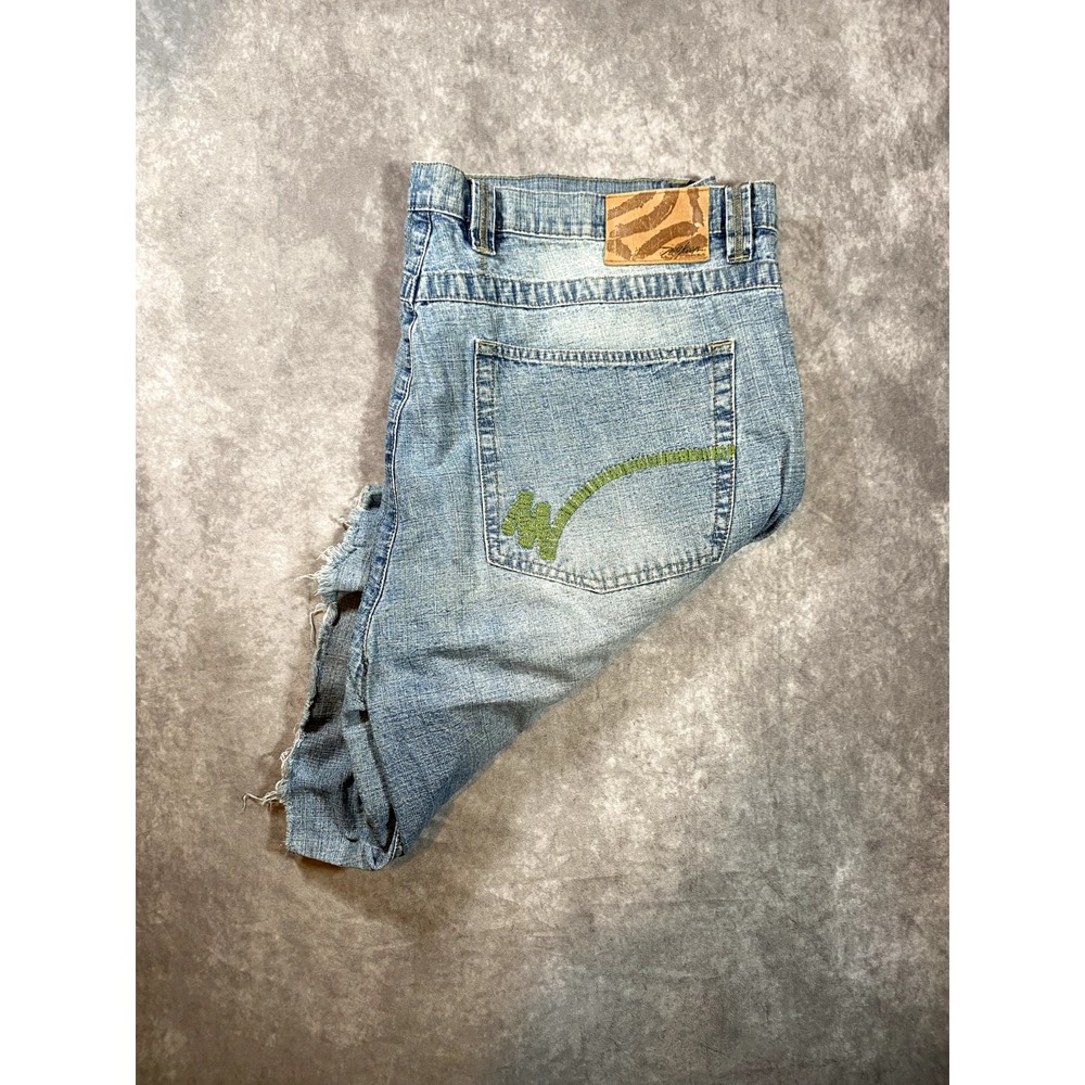 MISKEEN ORIGINALS Shorts Size 42 Blue Paint‎ Splatter Hip Hop Denim Y2K Baggy